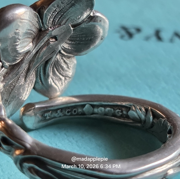 1885 Tiffany & Co. Violet Spoon Ring In Sterling Sulver Luxury Flower #68 - Picture 13 of 15